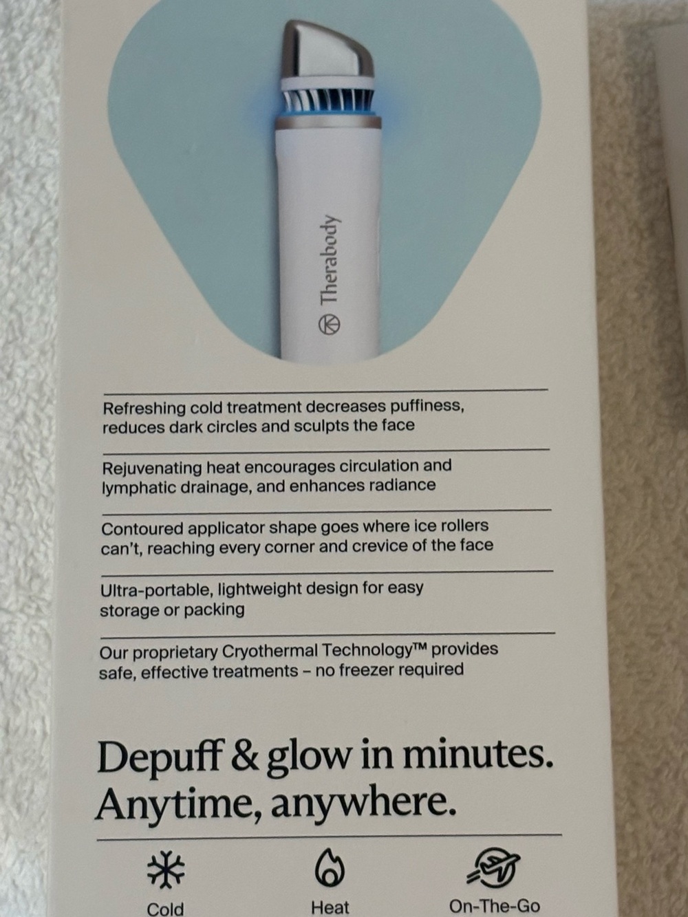 Therabody TheraFace Depuffing Wand - White Cold & Hot Therapy Beauty - Picture 8 of 13